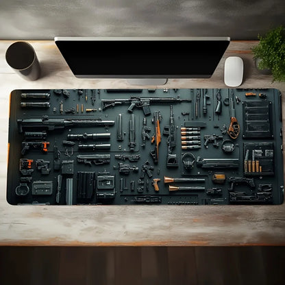 Gun parts assembly Large Mouse Pad XXL Desk Mat Non-Slip Rubber Base Gaming Keyboard and Mouse Stitched Edges for Home and game