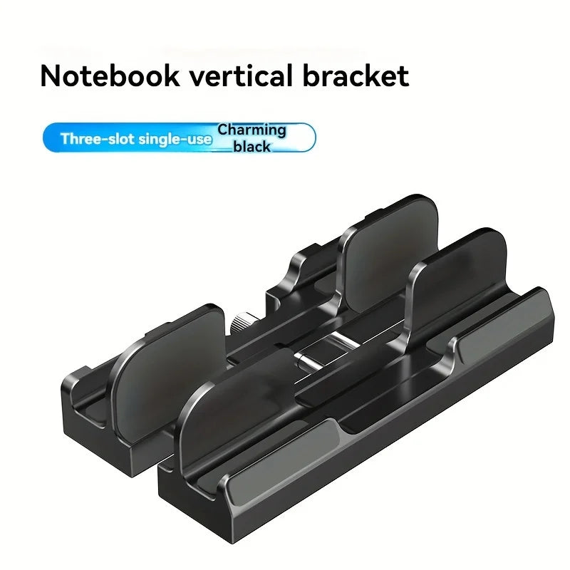 ABS material Adjustable vertical laptop stand with three-slot stand, padded computer stand for 16-inch laptops - rectangular