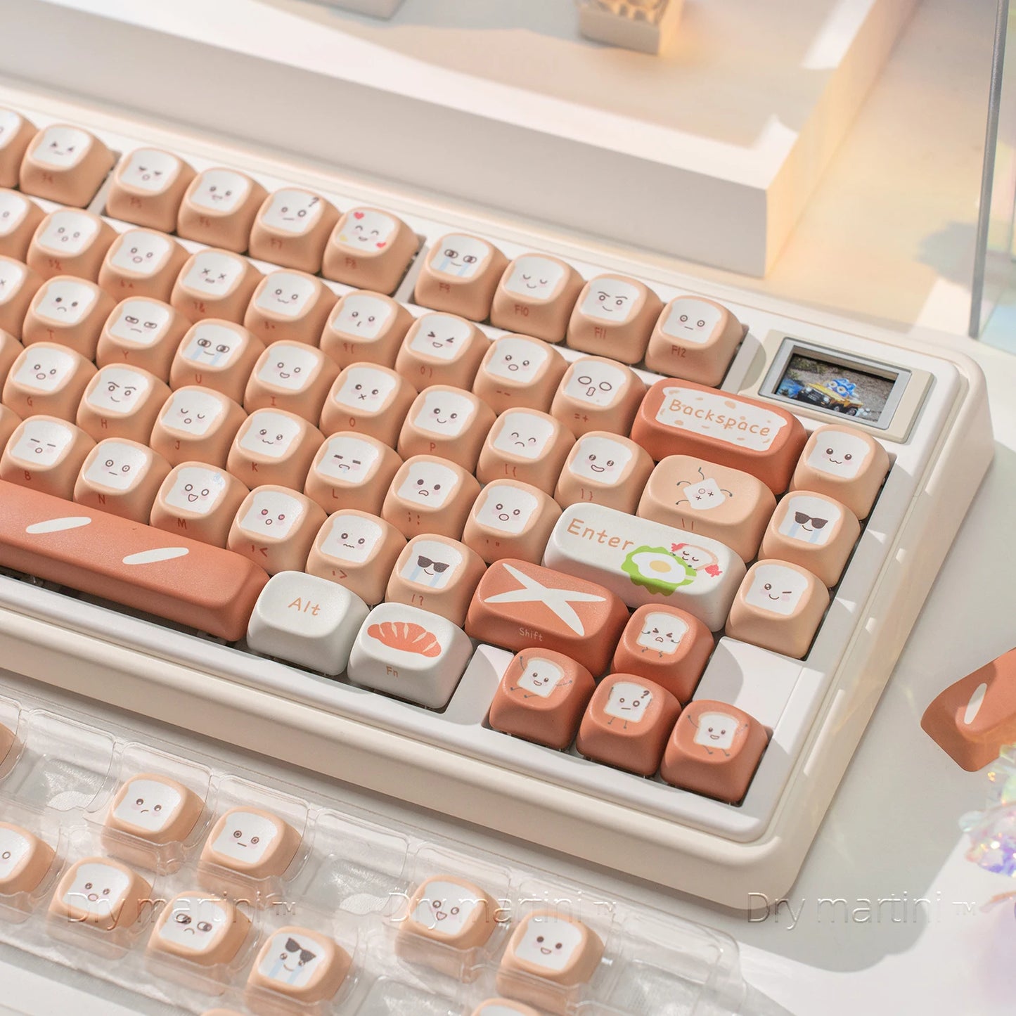 134 Key Toast Theme Keycaps Cute Key Cap PBT Cherry MOA Profile Custom Opaque Keycap Gift for Mechanical Keyboard Accessory