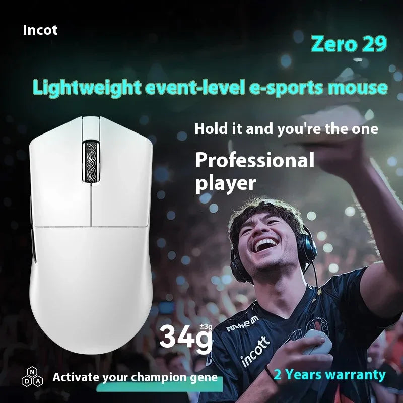 Incott 029 Wireless Mouse Bluetooth 3-Mode Gaming Light Weight Ergonomics Customized E-sports Mice Pc Gamer Accessories Gifts