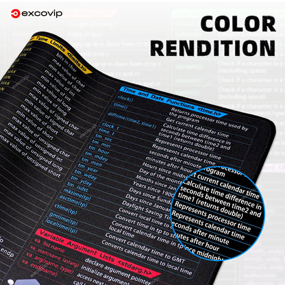EXCO C Programming Mouse Pad Large Shortcuts Keyboard Mousepad Cheat Sheet Desk Mat for Embedded System Database Network Develop