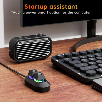 Logo PC Extension Switch 200cm Computer Desktop On/Off Switch Motherboard External Start Extension Cable Key With RGB LED Lights