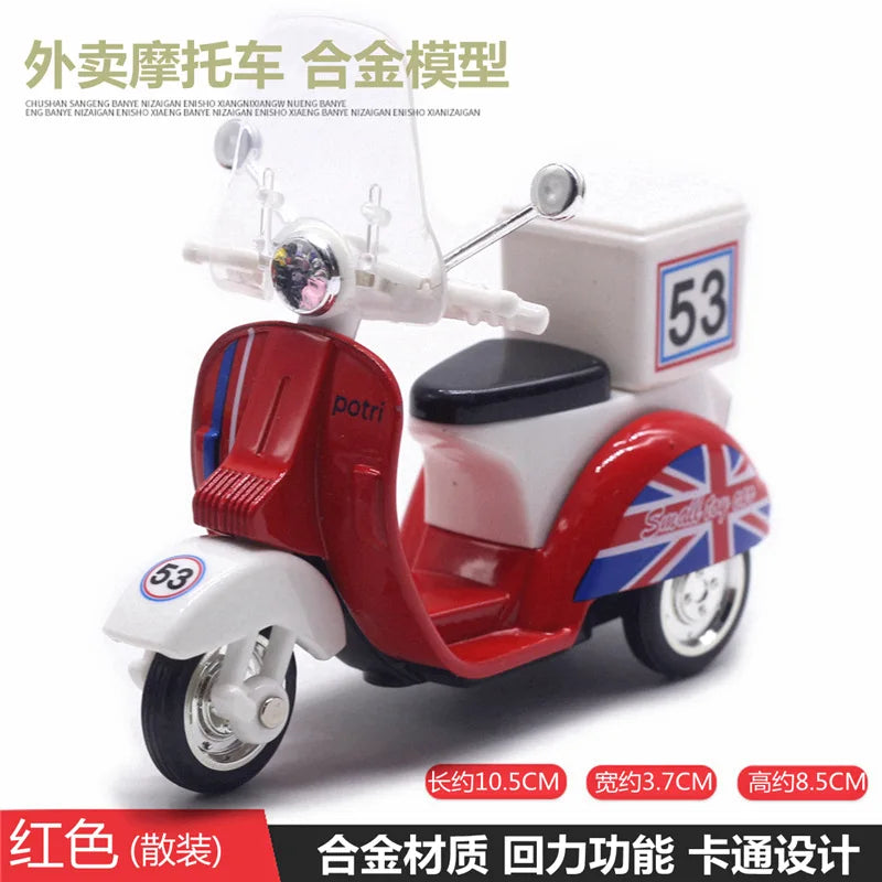 Cute Diecast Alloy Metal Car Bus Motor Tricycle Motorcycle Taxi Model Toy Children Birthday Gift