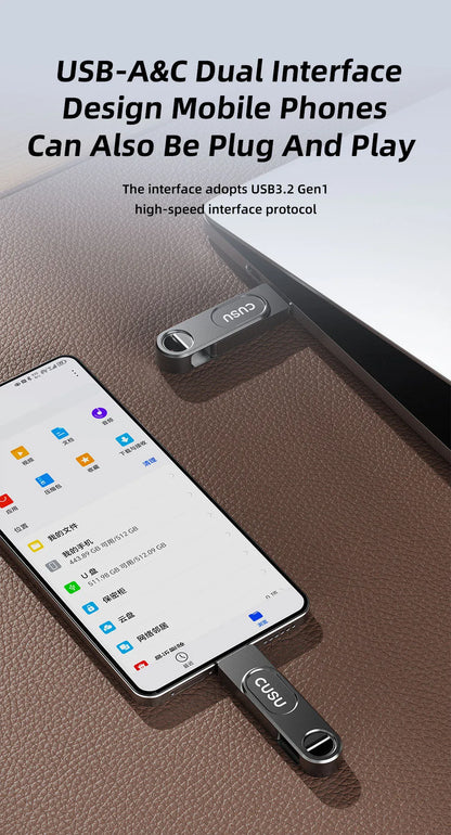 CUSU USB 3.2 Solid State Pen Drive 128GB 256GB 512GB 520MB/s Type C USB Flash Drive Free Shipping Item for Laptop Phone