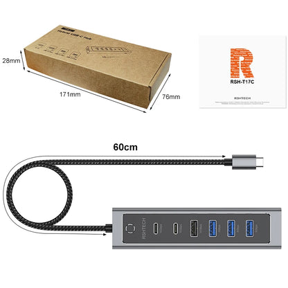 RSHTECH USB C Hub 7-Port USB 3.2 Gen2 Splitter with 5 USB-A & 2 USB-C Data Ports Aluminum USB Extension Data Hubs for PC Laptop
