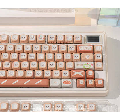 134 Key Toast Theme Keycaps Cute Key Cap PBT Cherry MOA Profile Custom Opaque Keycap Gift for Mechanical Keyboard Accessory