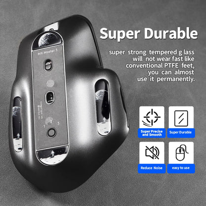 Glass Mouse Skates for Logitech MX Master 3/3s Mouse Feet Pads Smooth Durable Slim 2.5D Curved Edge Mouse Accessories