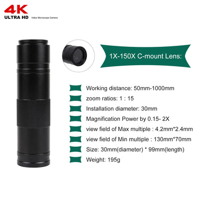 YIZHAN 48MP 4K Electronics Soldering Microscope FULL HD 1080P HDMI Camera USB Software 1-150x Lens Stand Shipping From Europe