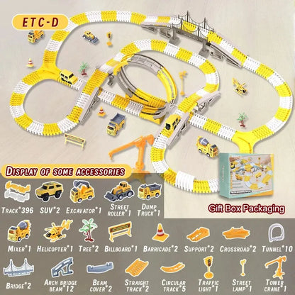 Kids Electric Track Toy Engineering Minin Car Set Puzzle Boy Toys Track Car Train Toys For Children Birthday Christmas Gifts