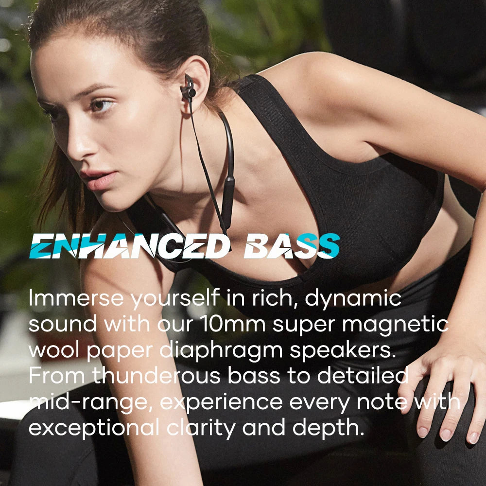 Wavefun Flex Pro Ultimate Quick Charging Bluetooth Earphone V5.3 Wireless Headphones Neckband Stereo Earbuds TWS Mode with Mic