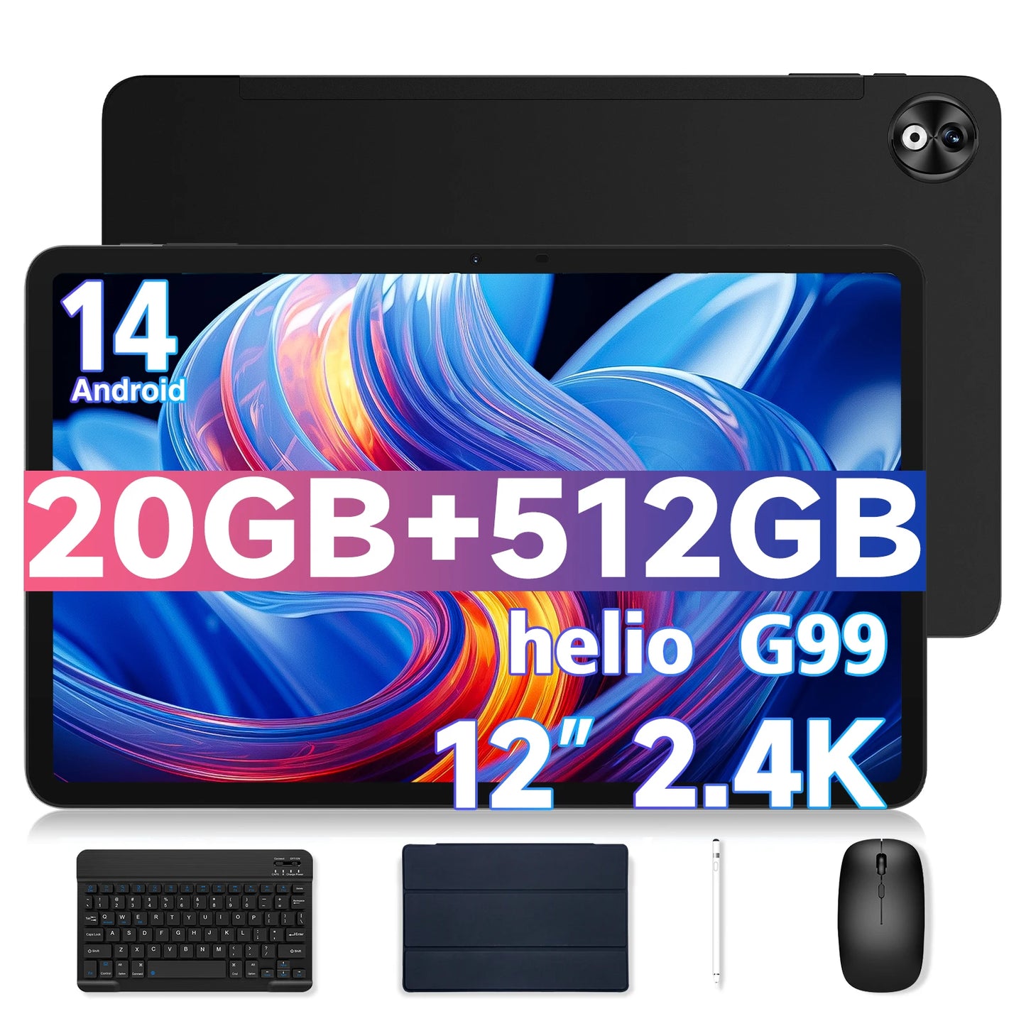 DOOGEE T40 Pro Tablet 12 ''IPS 2.4K 20GB(8 + 12) 512GB Android 14 Helio G99 6nm 10800mAh 18W Charge Quad Speaker 7.6mm ultra-thin