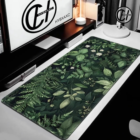 Forest Gaming Mouse Pad Vintage Floral Green Leaves Aesthetic Large Gaming Mousepad Gamer Desk Mat Nature Inspired Desk Mat