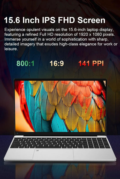 Xiaman 15.6" Ultra Slim Laptop Computer Windows 11 Laptop 16GB RAM 1TB 2TB SSD Intel Celeron N4000 HD Office Study Notebook PC