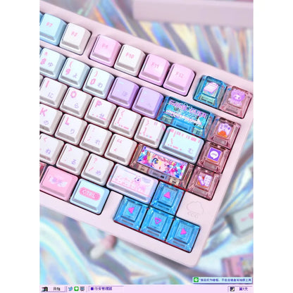 Anime Anchor Girl Theme Keycaps Set Customized PBT Sublimation Cherry Profile Keyboard Caps for Mechanical Keyboard Accessories