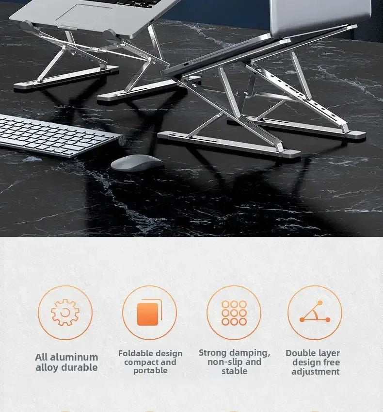 Portable Aluminum Alloy N8 Notebook Stand Desktop Computer Bracket Foldable Double Layer Suspension Style Office Supplies