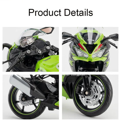 1:12 Kawasaki NIJIA ZX-6R Motorcycle Alloy Model Cars Toys Rubber Tires Wheel Shock Absorpoon Vehicle for Children Festival Gift