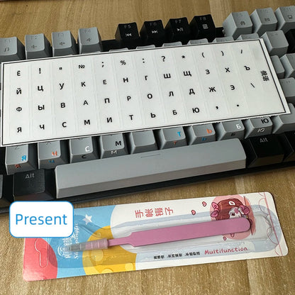【Russian】Tear-Off Film Keyboard Stickers for Desktop and Laptop Keys, Single Letter Stickers, Transparent Side-Engraved Stickers