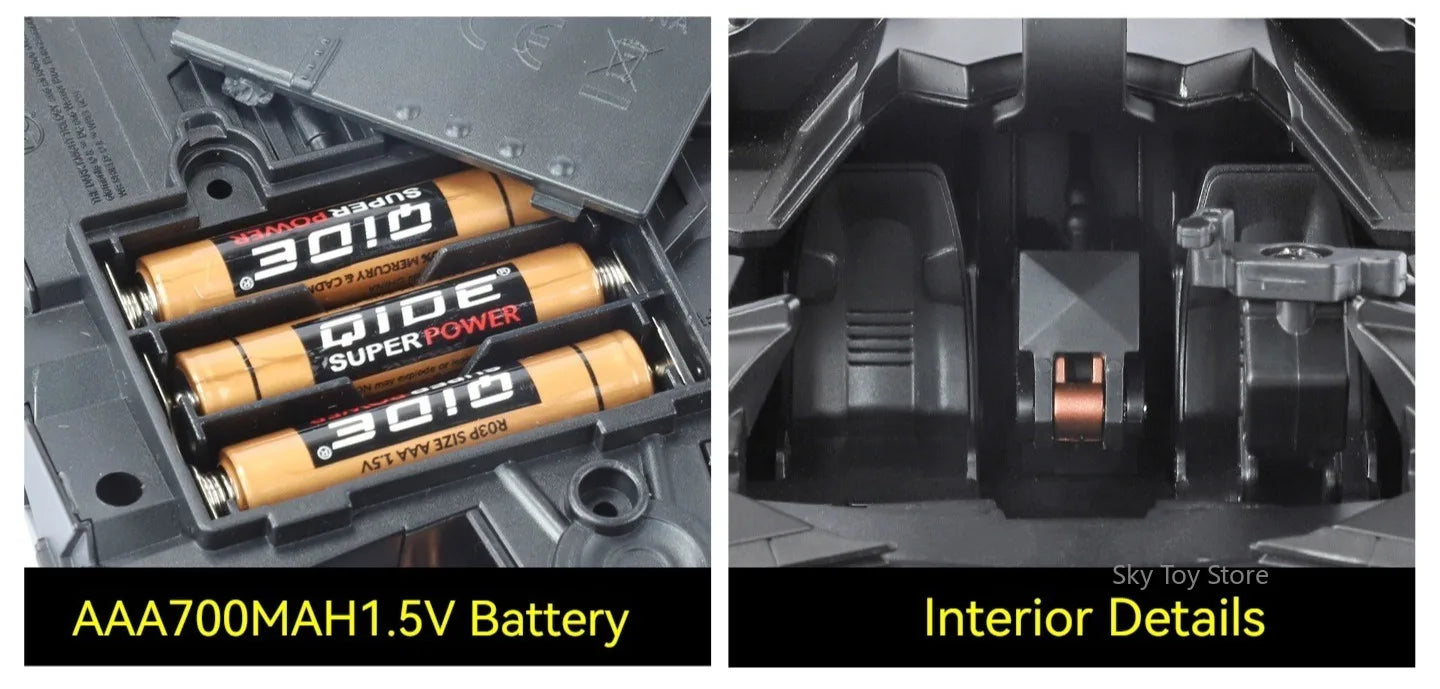 Alloy 1:24 Batmobile Diecast Model Toys Car Collectible Sound Light Doors Opened Rear Wheel Suspension Armored Cars for Kid Gift