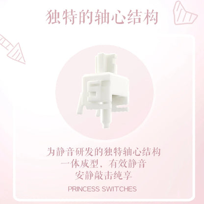 MMD Princess Silent Pink Switch 5 Pin Linear 32g Switches 21mm Spring Lubricated LY PC Mechanical Keyboard Switch Type Fast Mute