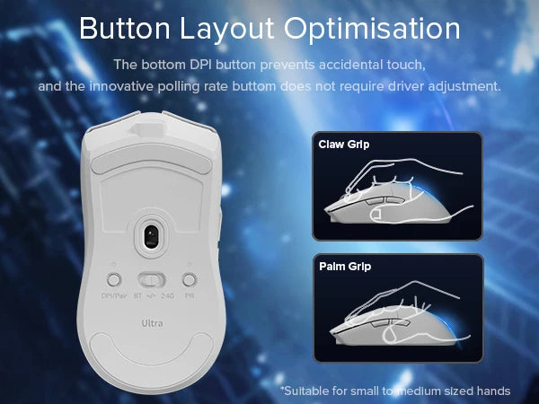 Delux M800ULTRA Gaming Wireless Lightweight Mouse Tri-mode Connection PAW3395 4K 26000DPI Nordic MCU Programmable Macro for PC