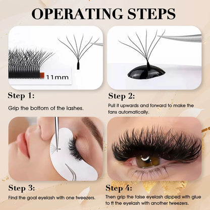 MASSCAKU W Shape 3D 4D 5D Premade Volume Easy Fans Nature Soft Light Individual Lashes Clover Bloom False Eyelashes Extension