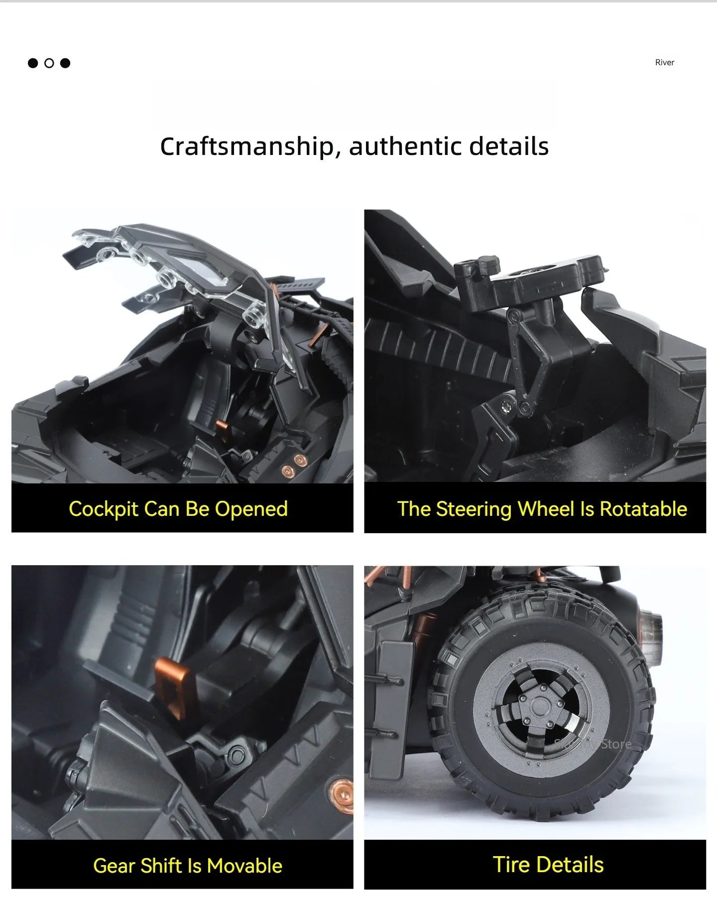 Alloy 1:24 Batmobile Diecast Model Toys Car Collectible Sound Light Doors Opened Rear Wheel Suspension Armored Cars for Kid Gift