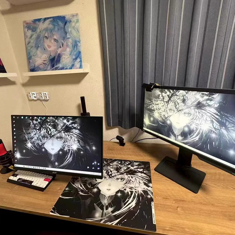 Wallhack Sp-005 Awake Sora Glass Mouse Pad 450x400MM Large Size E-sports Gaming Desk Pad Photovoltaic Glass Mouse Pad Customized