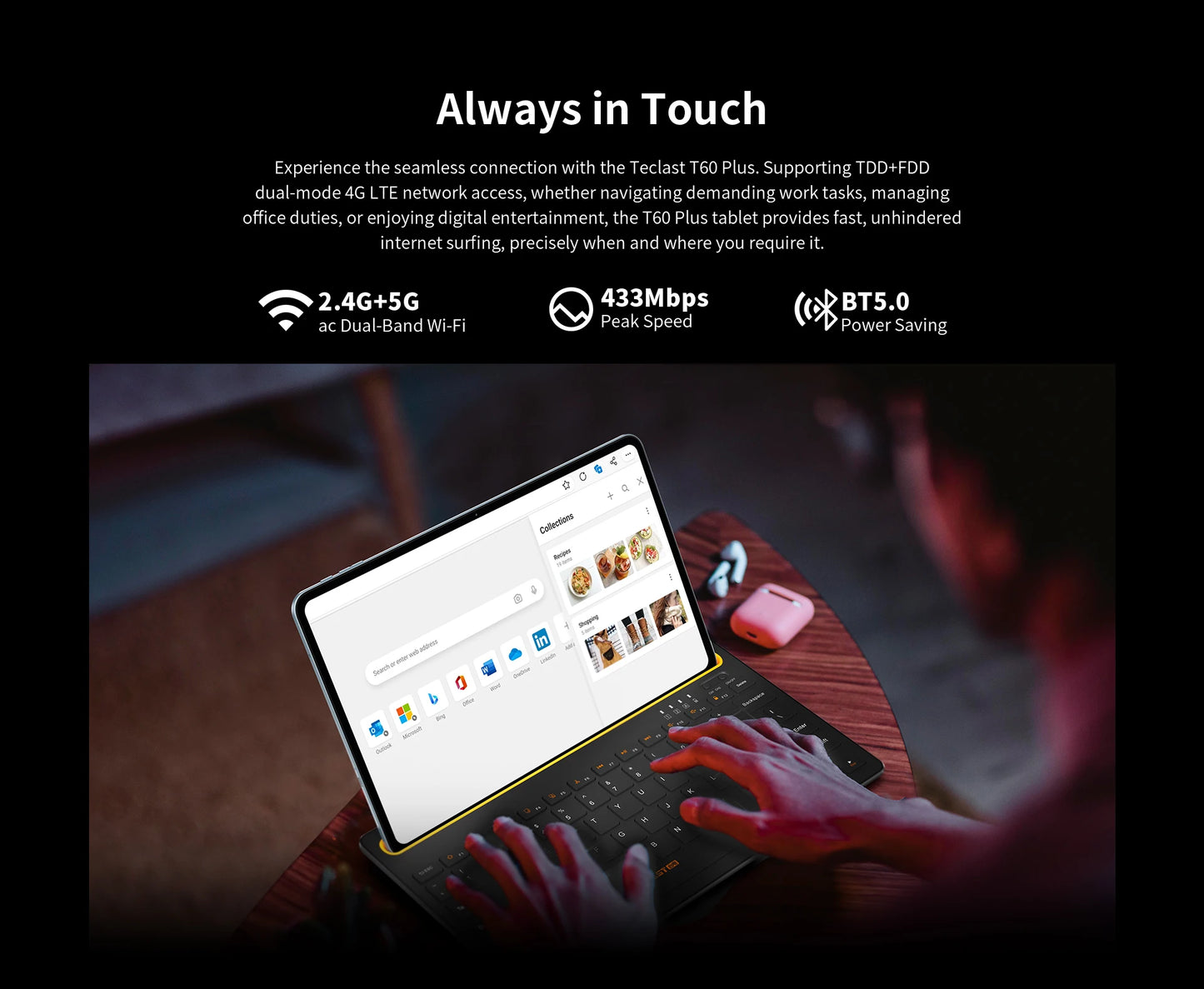 【World Premiere】Teclast T60 Plus 12" 90Hz 2K Display Android 14 L1 MTK Helio G88 6GB/128GB 8000mAh Battery 4G LTE Global Version